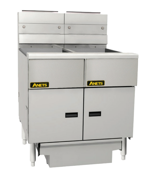 Anets FDAGG214R | Goldenfry | Gas Tube Fryer | with 2 Bank Fryer Filter Drawer System | Millivolt Control | Deep Fryers