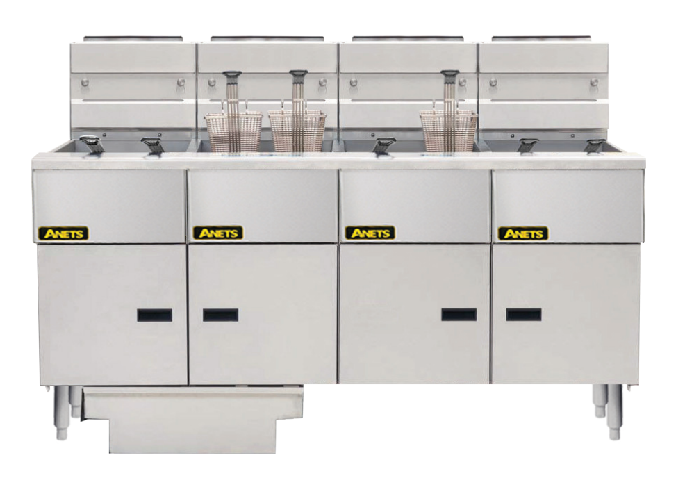Anets FDAGG414R | Goldenfry | Gas Tube Fryer | with 4 Bank Fryer Filter Drawer System | Millivolt Control | Deep Fryers