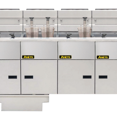 Anets FDAGG414R | Goldenfry | Gas Tube Fryer | with 4 Bank Fryer Filter Drawer System | Millivolt Control | Deep Fryers