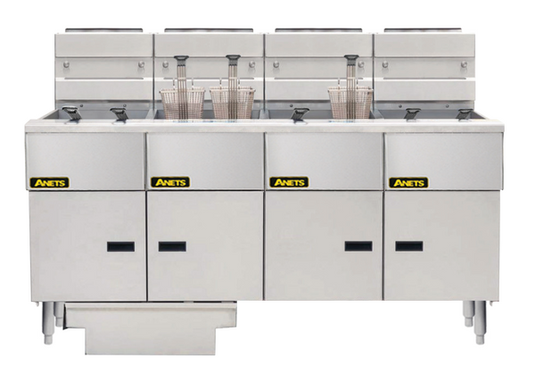 Anets FDAGG414R | Goldenfry | Gas Tube Fryer | with 4 Bank Fryer Filter Drawer System | Millivolt Control | Deep Fryers