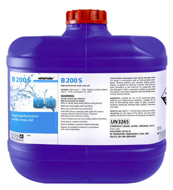 Winterhalter B200S | Liquid Glass Washing | Rinse Aid | 15L