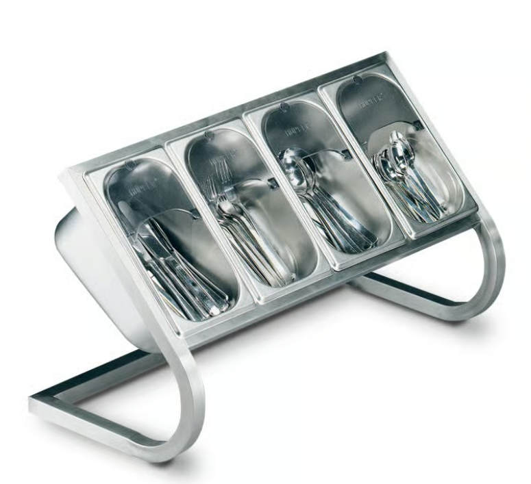 Hupfer BA-4XGN | 4 x GN Cutlery Containers | With Support Frame | Stainless Steel | Cutlery Holder
