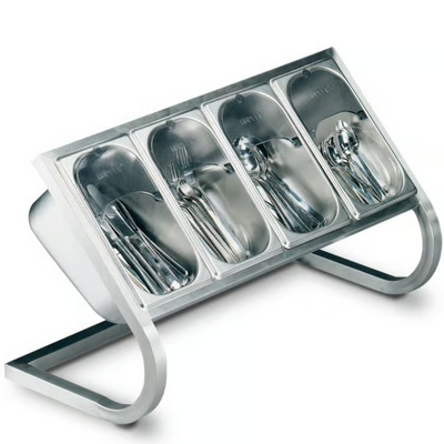Hupfer BA-4XGN | 4 x GN Cutlery Containers | With Support Frame | Stainless Steel | Cutlery Holder