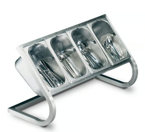 Hupfer BA-4XGN | 4 x GN Cutlery Containers | With Support Frame | Stainless Steel | Cutlery Holder
