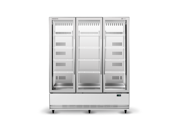 SKOPE BME1500N-A ActiveCore Bottom Mount Upright Fridge | 3 Glass Doors with 5 Shelves per Door