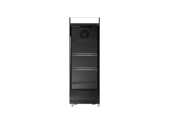SKOPE BME300N-AC ActiveCore Bottom Mount SlimLine Upright Fridge | 1 Glass Door Lit Sign with 4 Shelves