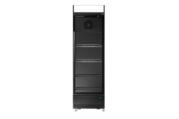 SKOPE BME400N-AC ActiveCore Bottom Mount SlimLine Upright Fridge | 1 Glass Door Lit Sign with 5 Shelves