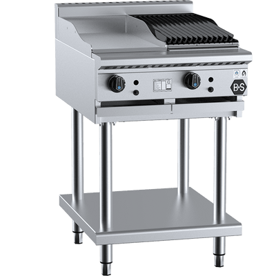 B+S Black Series BT-GRP3-CBR3 Combination 300mm Grill Plate & 300mm Char Broiler