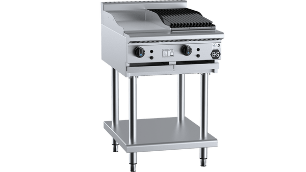B+S Black Series BT-GRP3-CBR3 Combination 300mm Grill Plate & 300mm Char Broiler