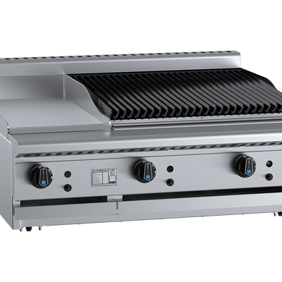 B+S Black Series BT-GRP3-CBR6BM Combination 300mm Grill Plate & 600mm Char Broiler Bench Mounted