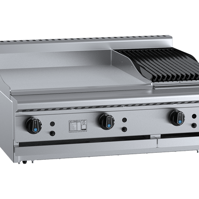 B+S Black Series BT-GRP6-CBR3BM Combination 600mm Grill Plate & 300mm Char Broiler Bench Mounted