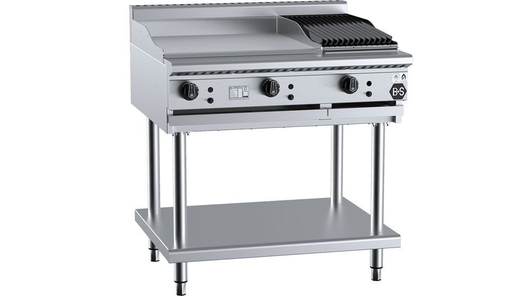 B+S Black Series BT-GRP6-CBR3 Combination 600mm Grill Plate & 300mm Char Broiler