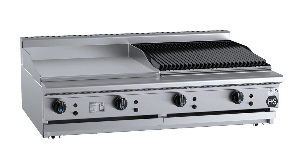 B+S Black Series BT-GRP6-CBR6BM Combination 600mm Grill Plate & 600 mm Char Broiler Bench Mounted