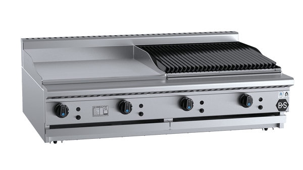B+S Black Series BT-GRP6-CBR6BM Combination 600mm Grill Plate & 600 mm Char Broiler Bench Mounted