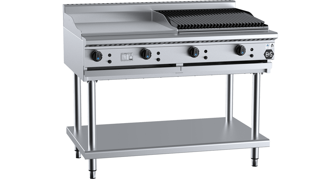 B+S Black Series BT-GRP6-CBR6 Combination 600mm Grill Plate & 600 mm Char Broiler