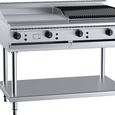 B+S Black Series BT-GRP6-CBR6 Combination 600mm Grill Plate & 600 mm Char Broiler