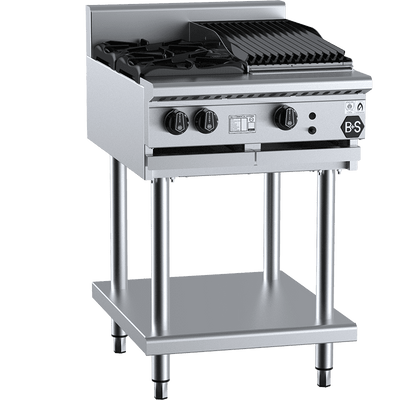 B+S Black Series BT-SB2-CBR3 Combination Two Open Burners & 300mm Char Broiler