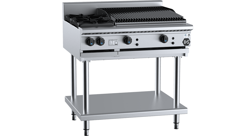 B+S Black Series BT-SB2-CBR6 Combination Two Open Burners & 600mm Char Broiler