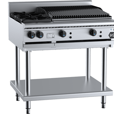 B+S Black Series BT-SB2-CBR6 Combination Two Open Burners & 600mm Char Broiler