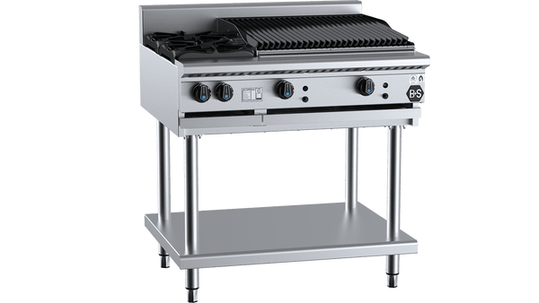 B+S Black Series BT-SB2-CBR6 Combination Two Open Burners & 600mm Char Broiler