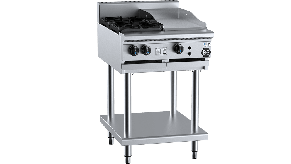 B+S Black Series BT-SB2-GRP3 Combination Two Open Burners & 300mm Grill Plate