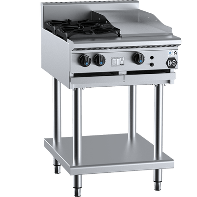 B+S Black Series BT-SB2-GRP3 Combination Two Open Burners & 300mm Grill Plate