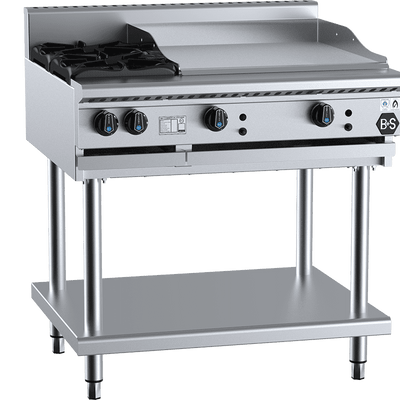 B+S Black Series BT-SB2-GRP6 Combination Two Open Burners & 600mm Grill Plate