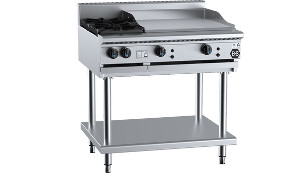 B+S Black Series BT-SB2-GRP6 Combination Two Open Burners & 600mm Grill Plate
