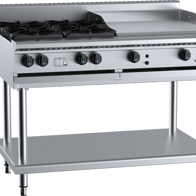 B+S Black Series BT-SB4-GRP6 Combination Four Open Burners & 600mm Grill Plate