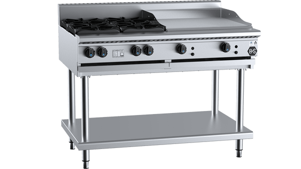 B+S Black Series BT-SB4-GRP6 Combination Four Open Burners & 600mm Grill Plate