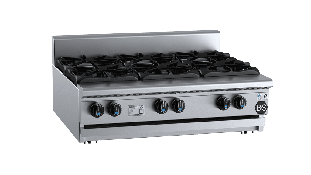 B+S Black Series BT-SB6BM Six Burner Boiling Top Bench Mounted