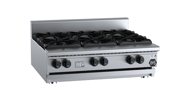 B+S Black Series BT-SB6BM Six Burner Boiling Top Bench Mounted