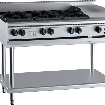 B+S Black Series BT-SB6-GRP3 Combination Six Open Burners & 300mm Grill Plate