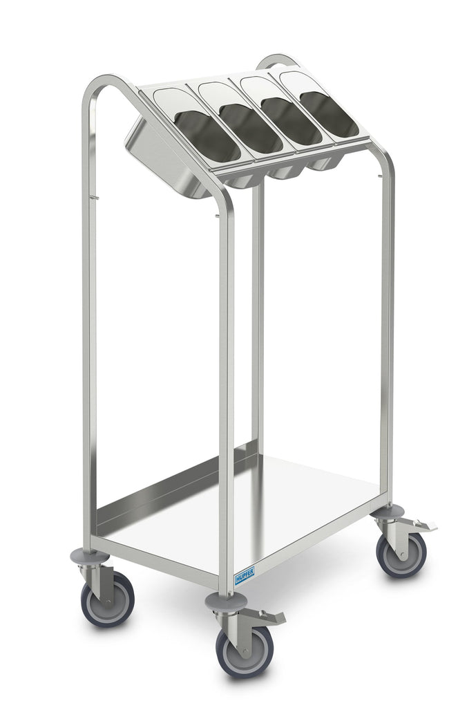 Flat Tray Platform, Cutlery & Tray Storage, Hupfer BTW-4XGN, with 4 x GN Cutlery Containers, Stainless Steel
