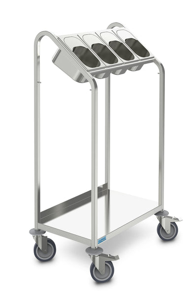 Flat Tray Platform, Cutlery & Tray Storage, Hupfer BTW-4XGN, with 4 x GN Cutlery Containers, Stainless Steel