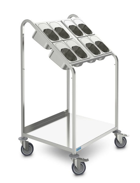Flat Tray Platform, Cutlery & Tray Storage, Hupfer BTW-8XGN, with 8 x GN Cutlery Containers, Stainless Steel
