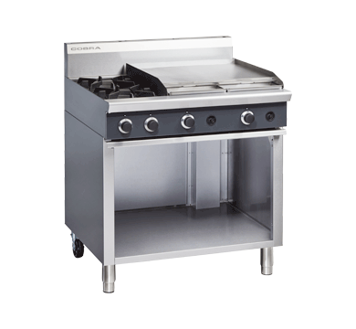 Griddle Gas Cooktop, Cobra, C9B, Double Burner, Open Cabinet Base Under