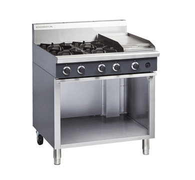Griddle Gas Cooktop, Cobra C9C, 4 Burner, Open Cabinet Base Under, Cooktop