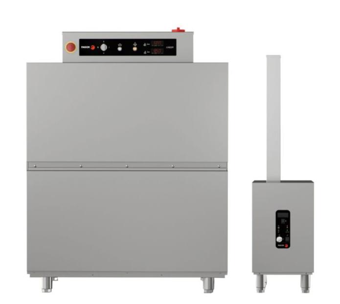 Conveyor Dishwasher, F.E.D CCO-180ICW Fagor, Dishwashing Rack, Left Side Entrance