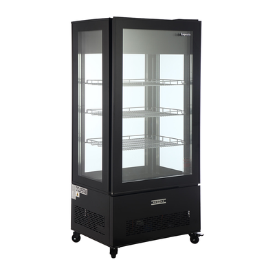 Exquisite CDF550 | Four Sided Glass Upright Display Freezers Black with LED 550 Litre
