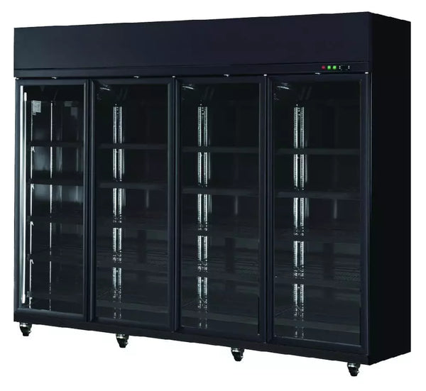 Commercial 4 Door Display Fridge, Aislepro, CDS2000, Black Fridge