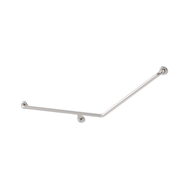 3monkeez CF-877-RH-SS 870mmL x 700mmL (140Deg Angle) x 32mmDia Grab Rail with 78mm Domed Clam Concealed Flange - Suit RH Install