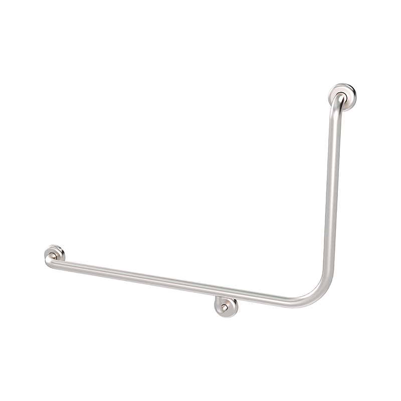 3monkeez CF-966-LH-SS 960mmL x 600mmL (90Deg Angle) x 32mmDia Grab Rail with 78mm Domed Clam Concealed Flange - Suit LH Install