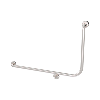 3monkeez CF-966-LH-SS 960mmL x 600mmL (90Deg Angle) x 32mmDia Grab Rail with 78mm Domed Clam Concealed Flange - Suit LH Install
