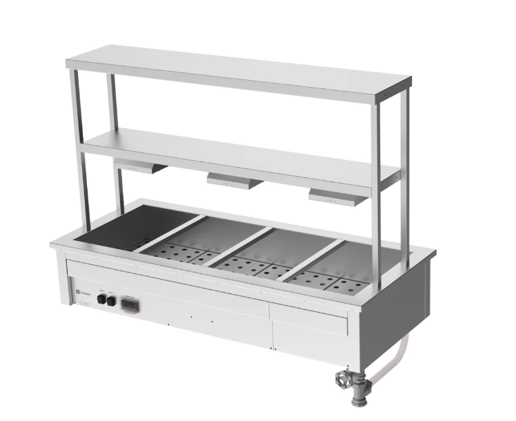Culinaire CH.BM.D.GDB.3 | 8 Module Drop In | Commercial Bain Marie | Benchtop | with Double Gantry | and Heat Lamps | Bain Marie