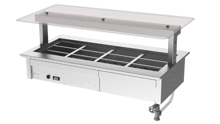 Culinaire CH.BMC.D.GSF.4 | 4 Bay | Bain Marie Drop In | Commercial Bain Marie | Undercounter | Flat Glass Gantry | Under Bench | Bain Marie