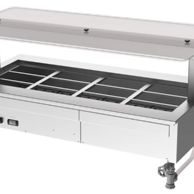 Culinaire CH.BMC.D.GSF.4 | 4 Bay | Bain Marie Drop In | Commercial Bain Marie | Undercounter | Flat Glass Gantry | Under Bench | Bain Marie