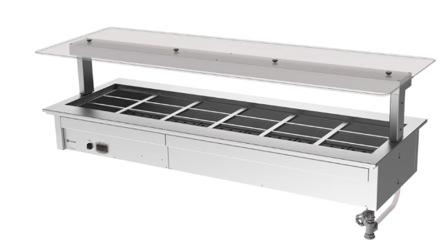 Culinaire CH.BMC.D.GSF.6 | 6 Bay | Bain Marie Drop In | Commercial Bain Marie | Undercounter | Flat Glass Gantry | Under Bench | Bain Marie