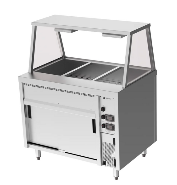 Culinaire CH.BMH.I.GA.3 | 3 Modules | Island Bain Marie | Hot Cupboard | Commercial Bain Marie | with A Frame Gantry | Bain Marie