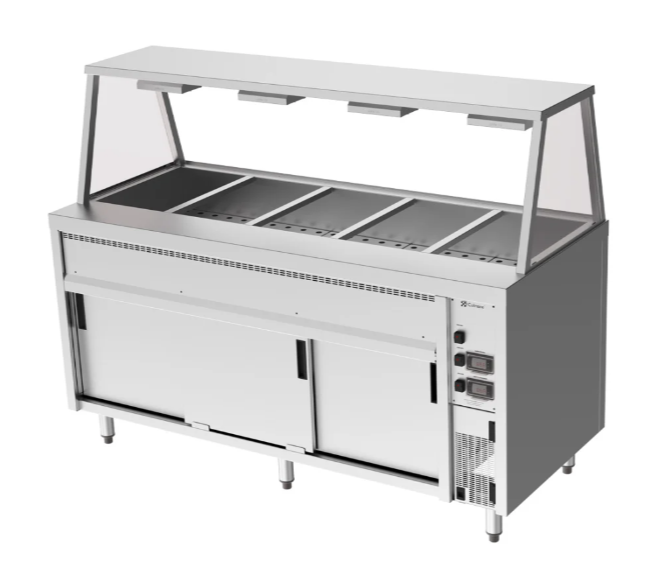 Culinaire CH.BMH.I.GA.5 | 5 Modules | Island Bain Marie | Hot Cupboard | Commercial Bain Marie | with A Frame Gantry | Bain Marie
